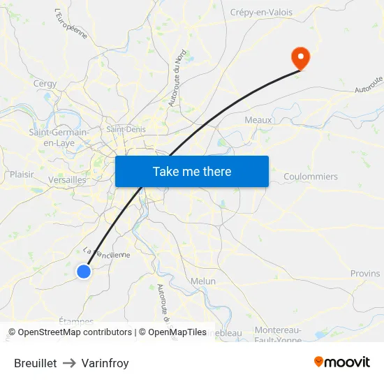 Breuillet to Varinfroy map