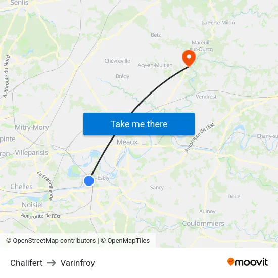 Chalifert to Varinfroy map