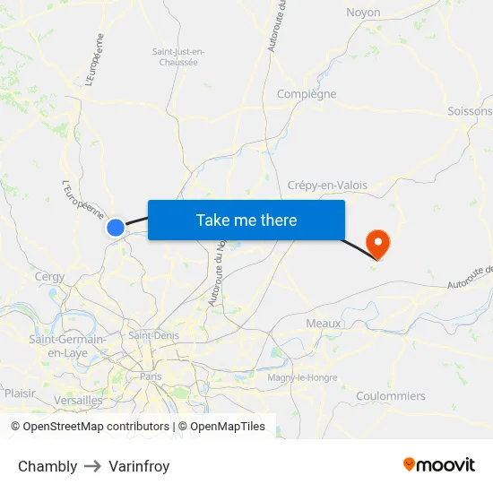 Chambly to Varinfroy map
