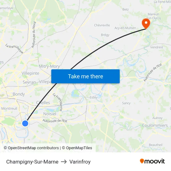 Champigny-Sur-Marne to Varinfroy map