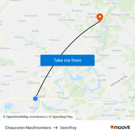 Chauconin-Neufmontiers to Varinfroy map