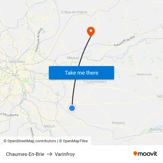 Chaumes-En-Brie to Varinfroy map