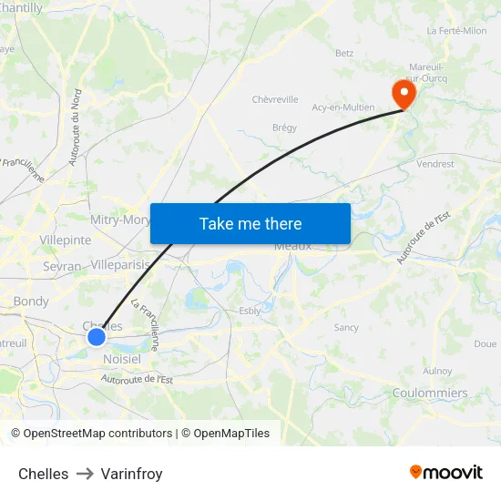 Chelles to Varinfroy map