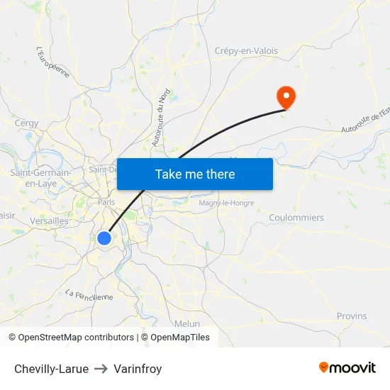 Chevilly-Larue to Varinfroy map