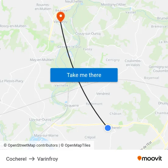 Cocherel to Varinfroy map