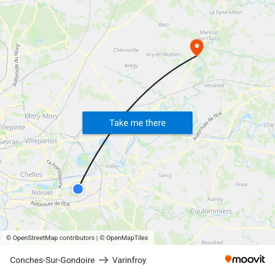 Conches-Sur-Gondoire to Varinfroy map
