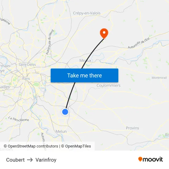Coubert to Varinfroy map