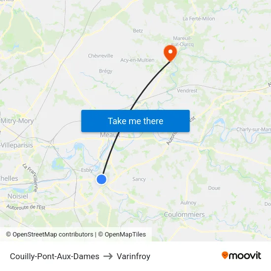 Couilly-Pont-Aux-Dames to Varinfroy map