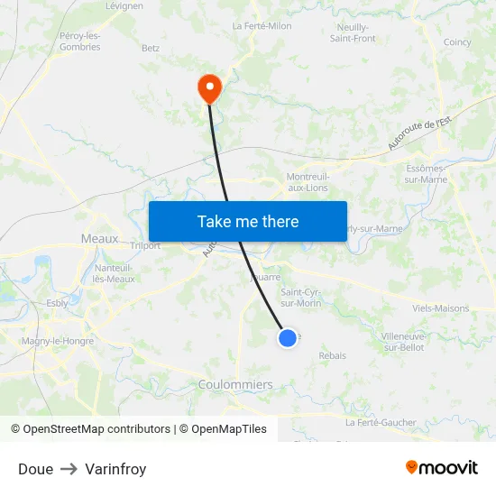Doue to Varinfroy map
