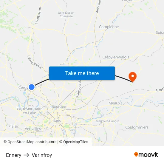 Ennery to Varinfroy map