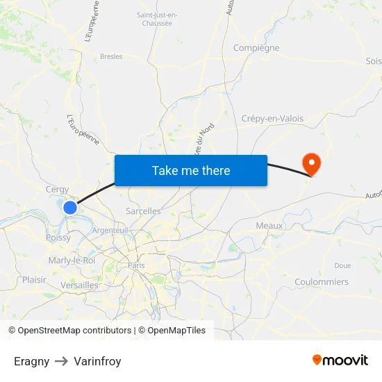 Eragny to Varinfroy map