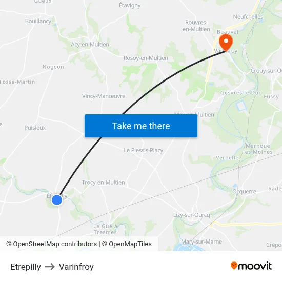 Etrepilly to Varinfroy map