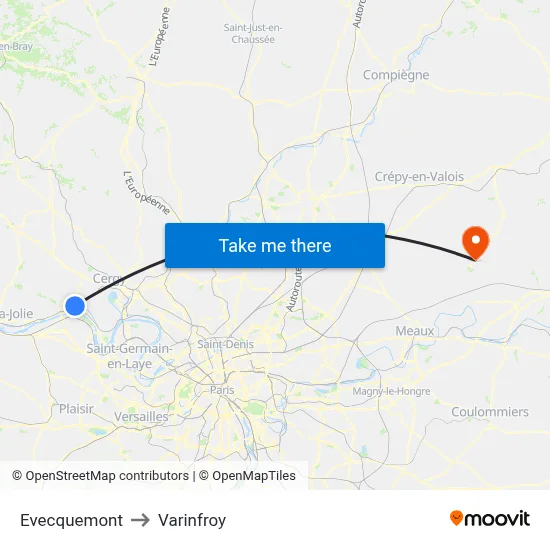 Evecquemont to Varinfroy map