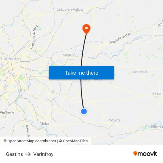 Gastins to Varinfroy map