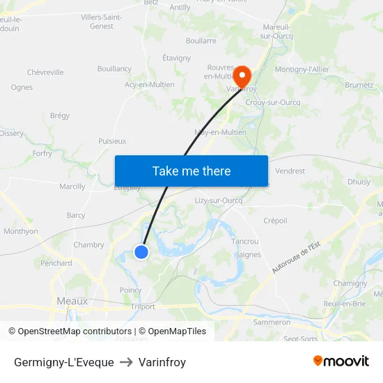 Germigny-L'Eveque to Varinfroy map