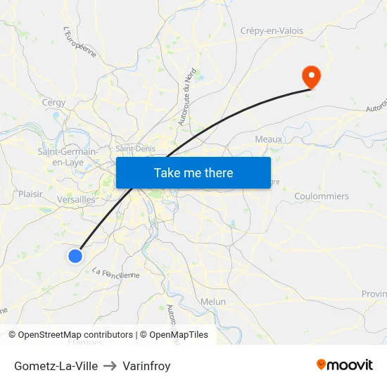 Gometz-La-Ville to Varinfroy map