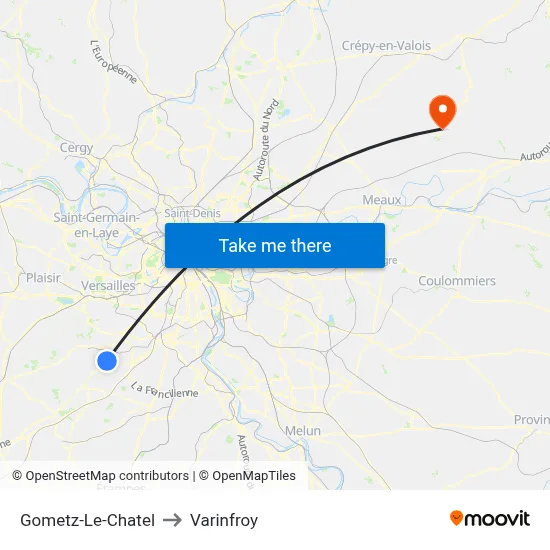 Gometz-Le-Chatel to Varinfroy map