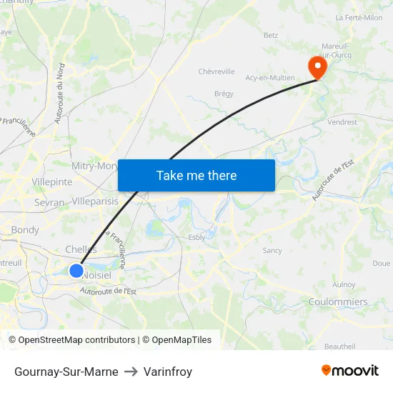 Gournay-Sur-Marne to Varinfroy map
