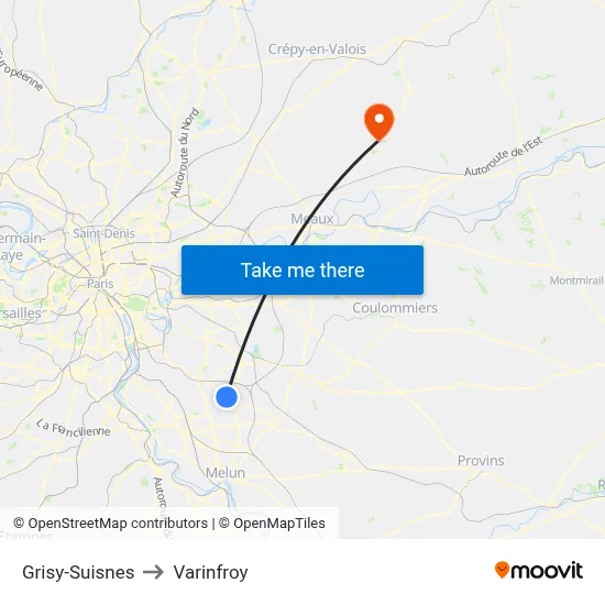 Grisy-Suisnes to Varinfroy map