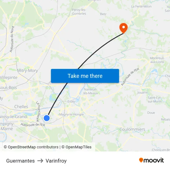 Guermantes to Varinfroy map