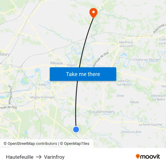 Hautefeuille to Varinfroy map