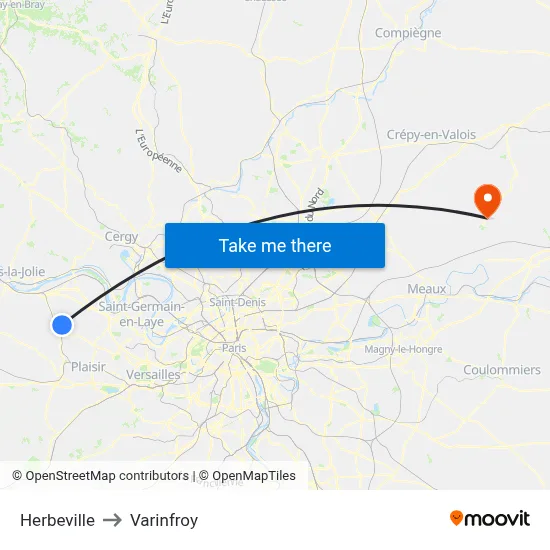 Herbeville to Varinfroy map