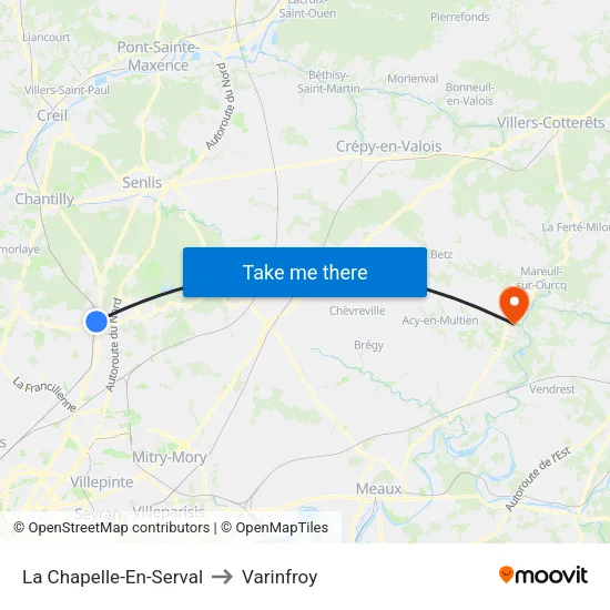 La Chapelle-En-Serval to Varinfroy map