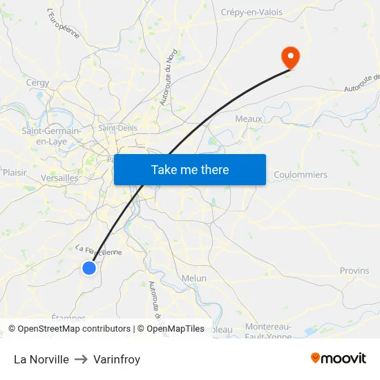 La Norville to Varinfroy map