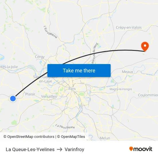 La Queue-Les-Yvelines to Varinfroy map