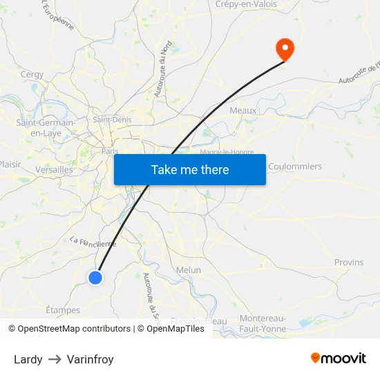 Lardy to Varinfroy map