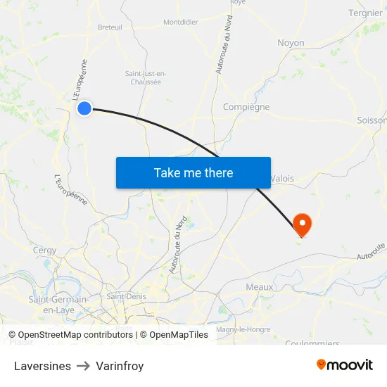 Laversines to Varinfroy map