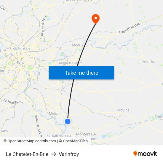 Le Chatelet-En-Brie to Varinfroy map