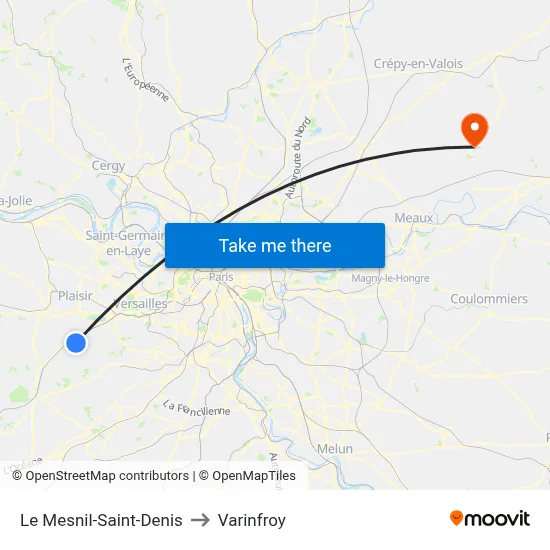 Le Mesnil-Saint-Denis to Varinfroy map
