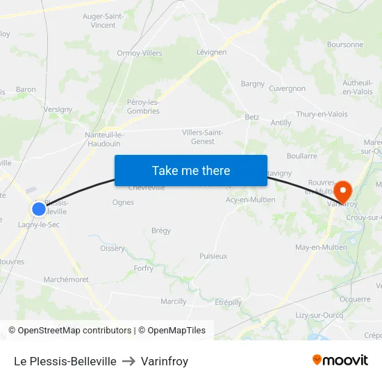 Le Plessis-Belleville to Varinfroy map