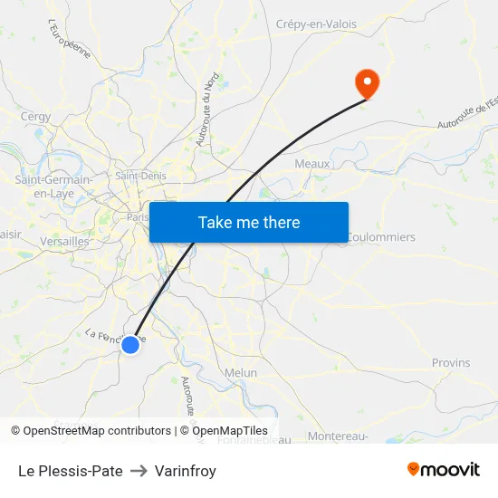 Le Plessis-Pate to Varinfroy map