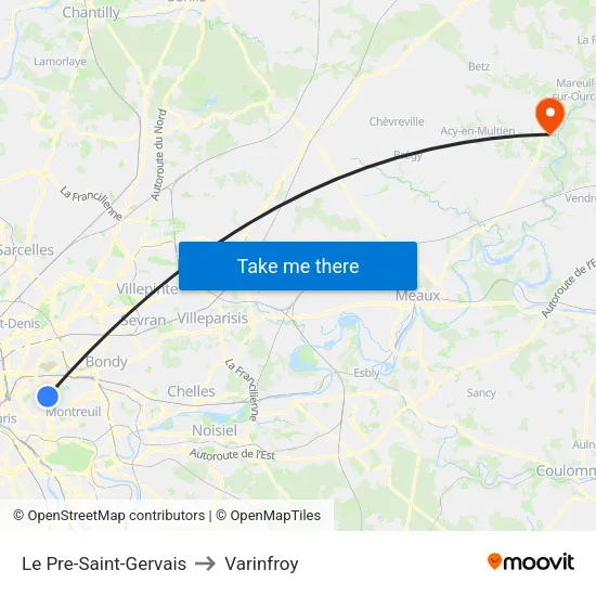 Le Pre-Saint-Gervais to Varinfroy map