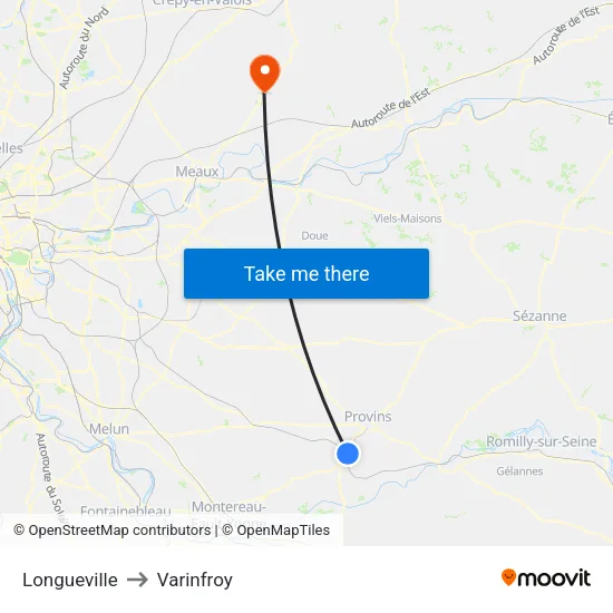 Longueville to Varinfroy map