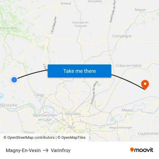 Magny-En-Vexin to Varinfroy map