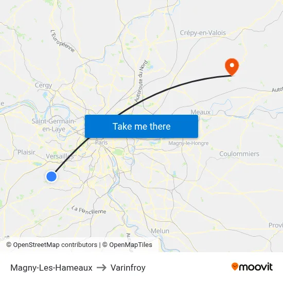 Magny-Les-Hameaux to Varinfroy map