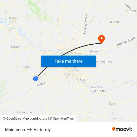 Maintenon to Varinfroy map