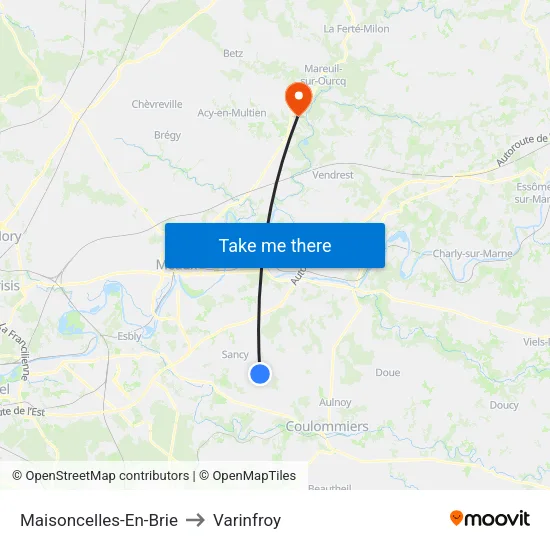 Maisoncelles-En-Brie to Varinfroy map