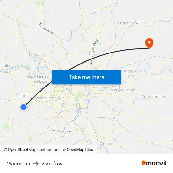 Maurepas to Varinfroy map