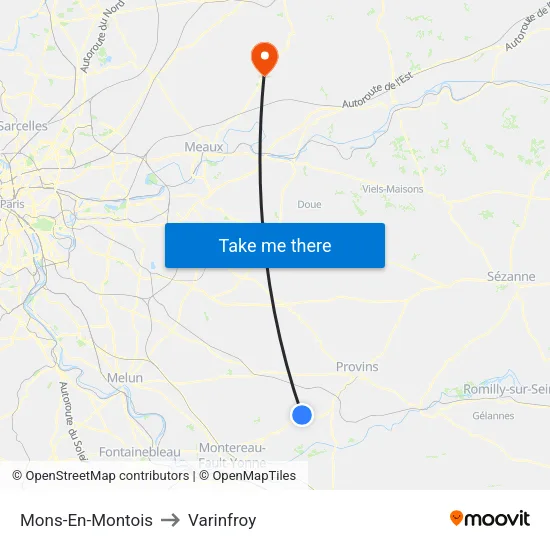 Mons-En-Montois to Varinfroy map