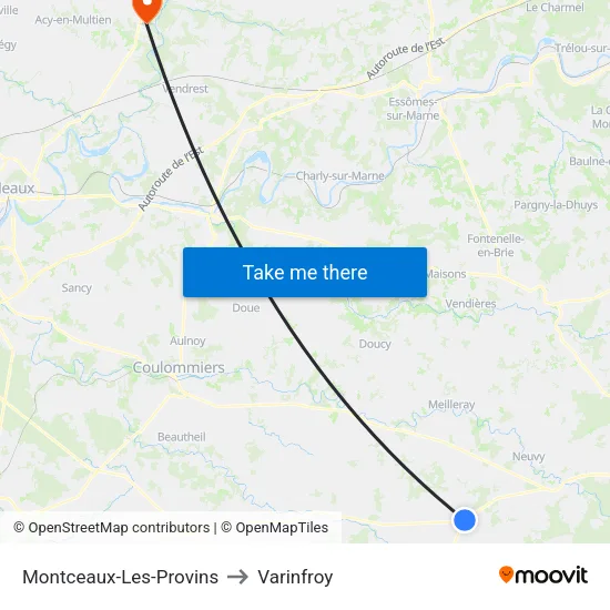Montceaux-Les-Provins to Varinfroy map