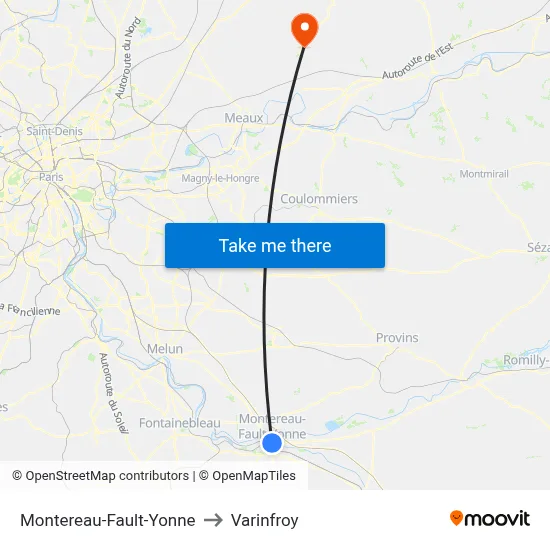 Montereau-Fault-Yonne to Varinfroy map