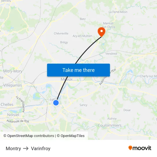 Montry to Varinfroy map