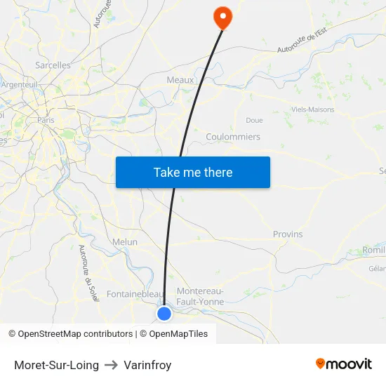 Moret-Sur-Loing to Varinfroy map