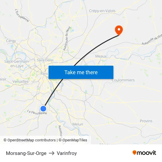 Morsang-Sur-Orge to Varinfroy map
