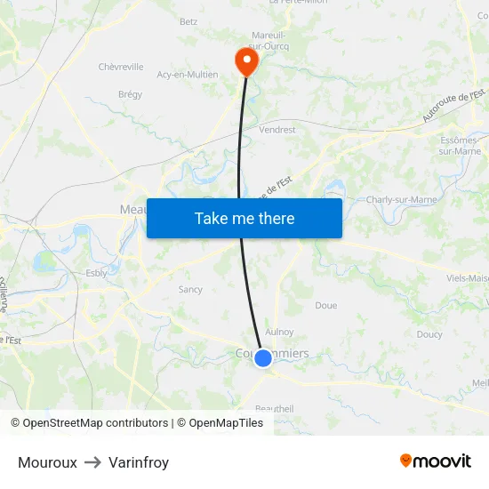 Mouroux to Varinfroy map