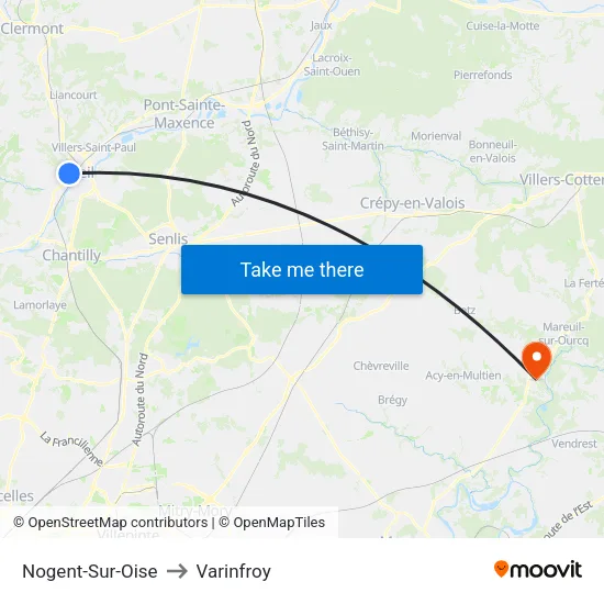 Nogent-Sur-Oise to Varinfroy map